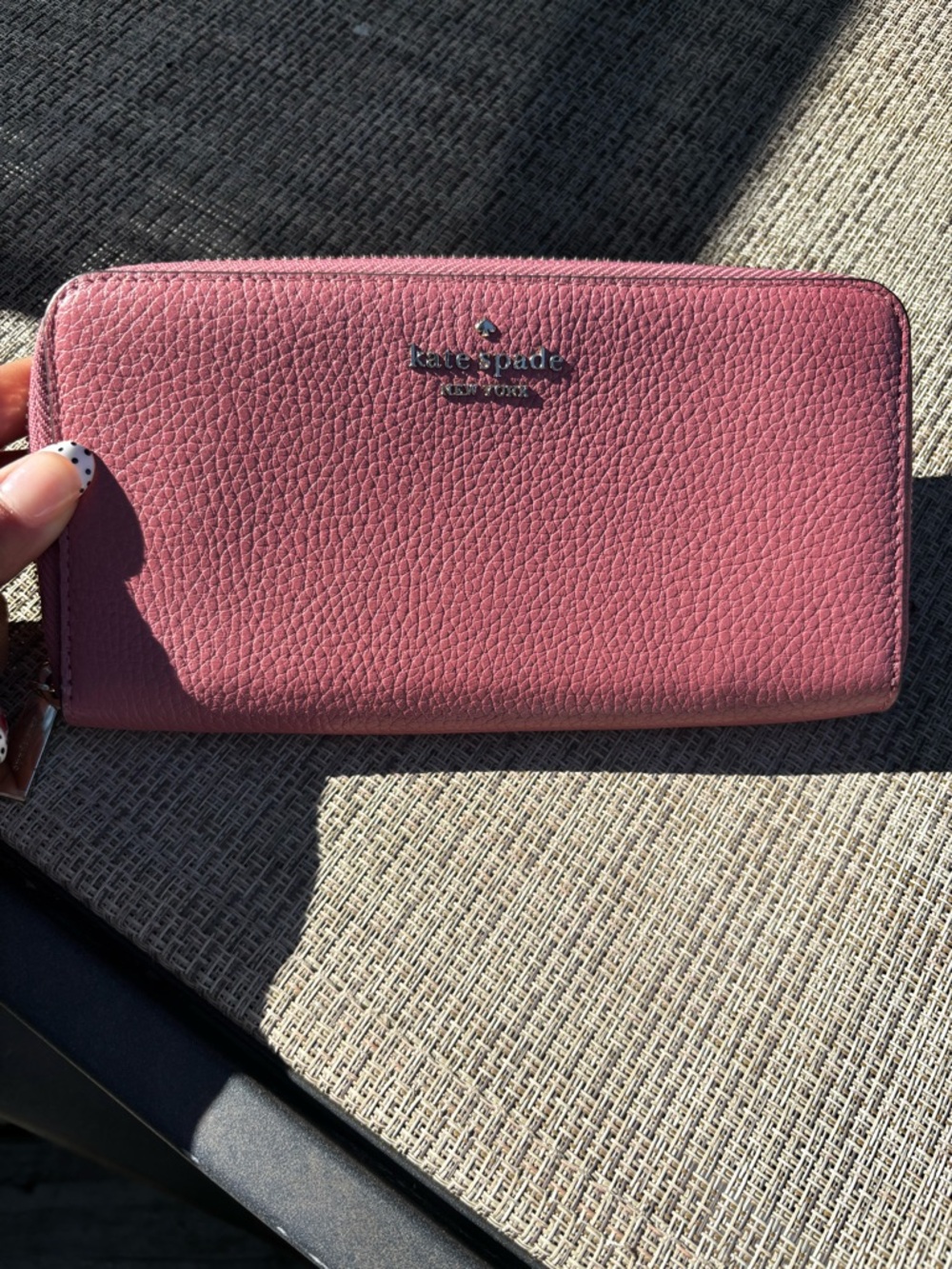 kate spade Dusty Rose Pebbled Zip Wallet